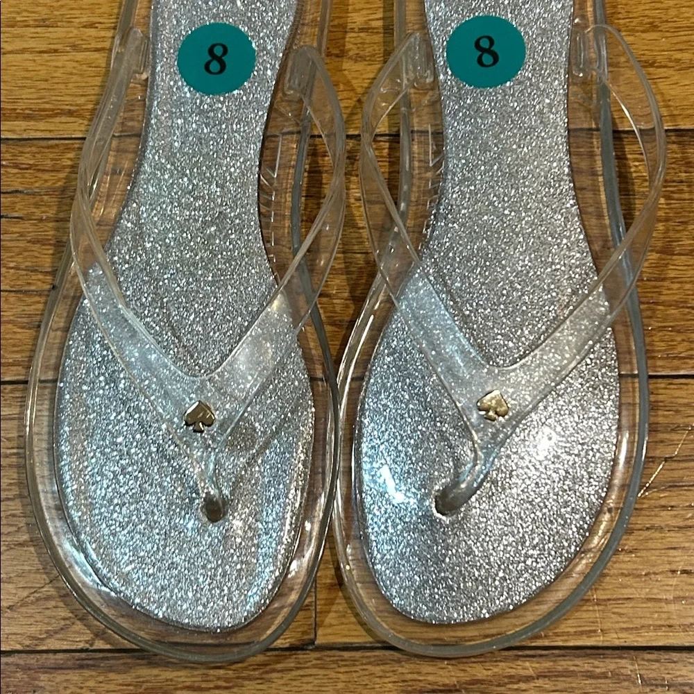 NWOT Kate Spade Clear Glitter Flip Flops size 8 - Picture 3 of 5